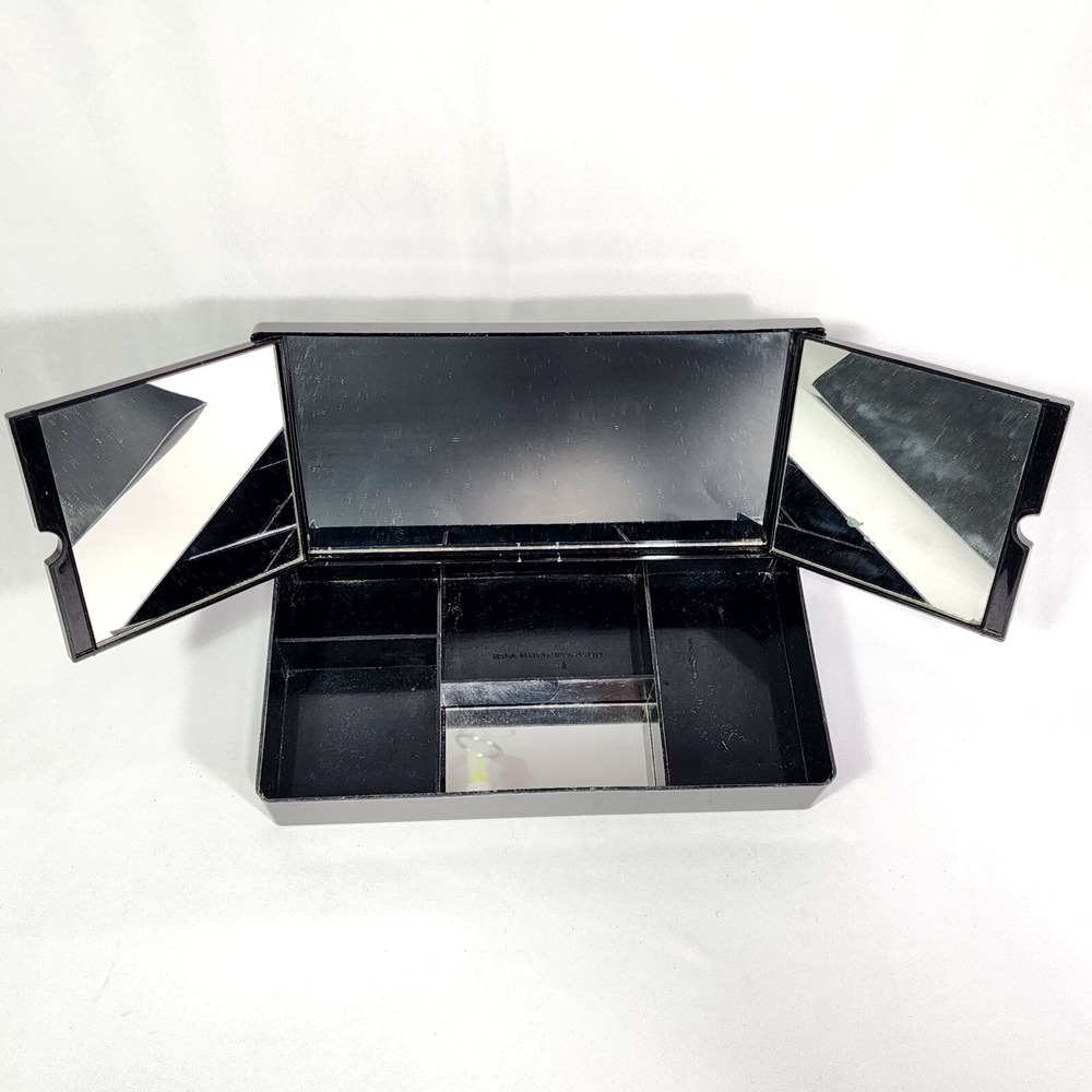 Vintage Hong Kong Travel Mirror Cosmetic Organizer‎ Jewelry Box Hibiscus Hawaii - Picture 2 of 12
